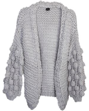 Saachi Knit Cardigan With Bauble Sleeves - Gray