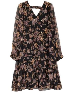 Niza Short Dress With Floral Print - Brown