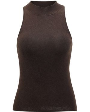 NUAJE NUAJE Merino Wool Silk Halterneck Tank Top - Brown