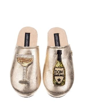 Laines London Softie Slippers With Dom Darling Champagne Brooches - Natural