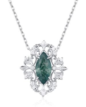Azura Jewelry New York Trellis Moss Agate Vermeil Necklace - White