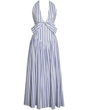 Miss Circle New York Mackenna Stripe Halter Smock Back Maxi Dress - Blue