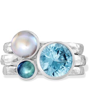 Dower & Hall Spirit Twinkle Stacking Rings Set - Blue