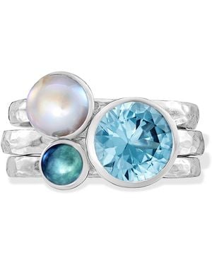 Dower & Hall Spirit Twinkle Stacking Rings Set - Blue
