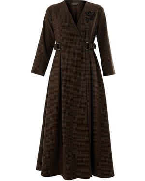 Exquise Regular Notched Lapel Long Sleeve Dress - Black