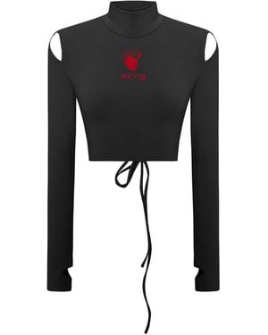 Pcfg Long Sleeve Crop Top - Black