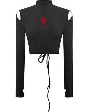 Pcfg Long Sleeve Crop Top - Black