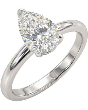 Dainty London Platinum Pear Diamond Ring - White
