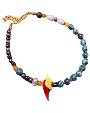 Desert Lobby Spice Up – Beaded Anklet With Murano Glass & Pearl - Multicolor