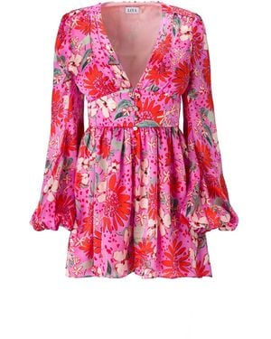 Lita Couture Floral Print Jumpsuit - Pink