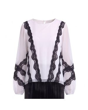 concept A trois Blouse With Hand-Applied Lace - Multicolour