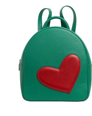 Laura Olaru Adda Leather Backpack With Heart Attached - Green