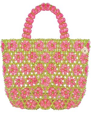 Tillie Beads Daisy Garden Beaded Tote Bag - Pink