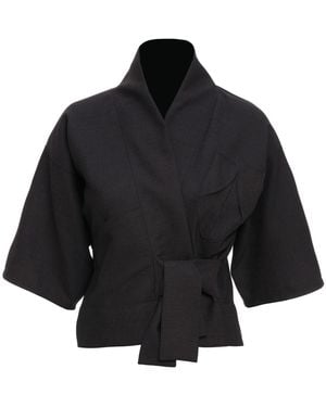 MOE Diagonal Bronze Wool Vest Jacket - Black