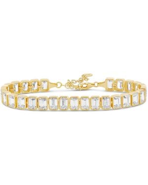 SHYMI Bezel Set Emerald Tennis Statement Bracelet - Metallic