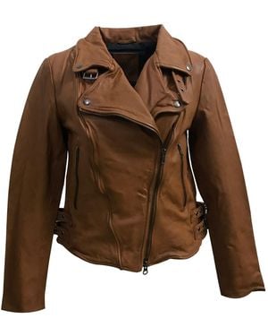 Zasta Studio Rusty Nail Biker Leather Jacket - Brown