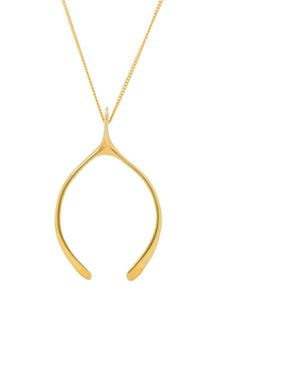 Katie Mullally Large Sterling Plated Wishbone Necklace - Metallic