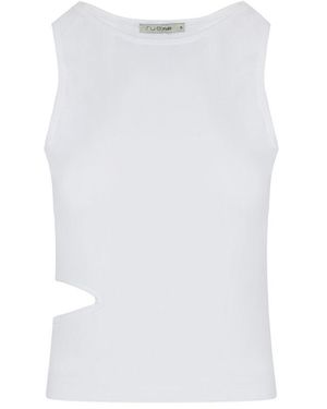 Rue Les Createurs Waist Decollete Strappy Top - White