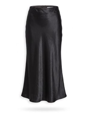 concept A trois Fluid Organza-Style Satin Skirt – Midi Length - Black