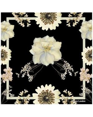 Baines London 'Strength' Classic Pure Silk Floral Scarf - Black