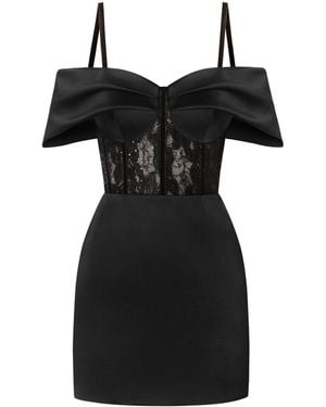 Tia Dorraine Belle Of The Ball Satin Mini Dress With Lace Corset - Black