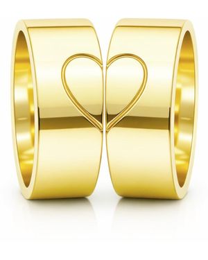 Unaloe Couple Heart Band Rings - Yellow