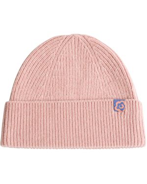 Lost Pattern Extra Fine Marino Wool Knit Beanie Hat - Pink