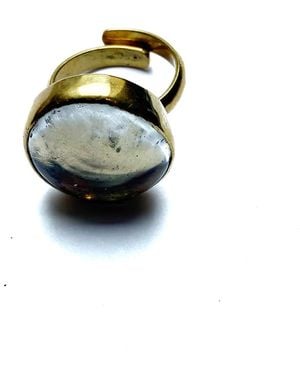 Lala Salama Wazi Small Clear Round Ring - Black