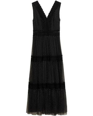 Tantra Spain Sl Long Plumeti Dress With V-Neck And Lace Details - Black