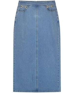 Rave on Trend Horsebit Denim Skirt - Blue