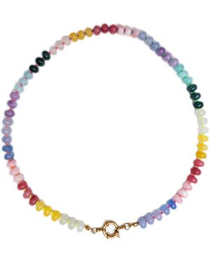Christina Greene Sweet Stone Beaded Knotted Necklace - Metallic