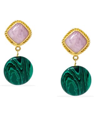 Vintouch Italy Plated Kunzite And Malachite Earrings - Green