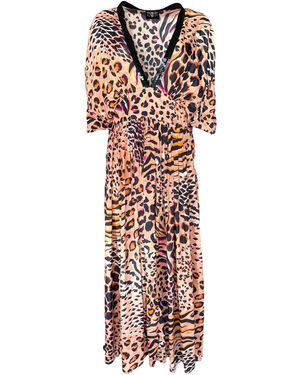 Any Old Iron Neutrals Neutral Animal Kaftan Dress - White