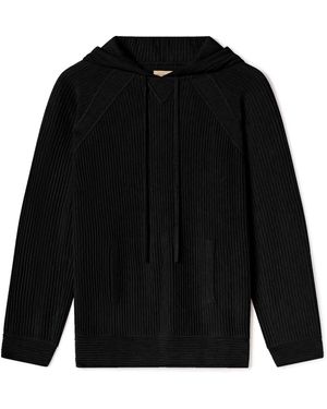 Weston Jon Boucher Dune Ottoman Knit Luxury Hoodie With Silk & Wool - Black