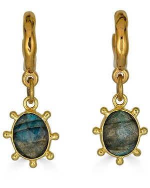 Loni Paul Jewelry Labradorite Charm Hoop Earrings - Metallic