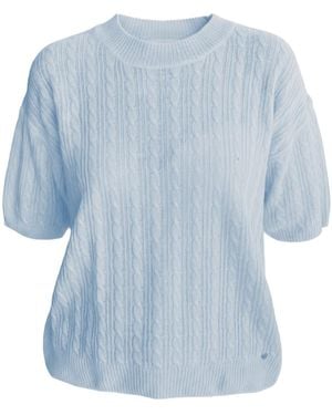 tirillm Kelly Lace Knitted Cashmere Short Sleeved Pullover, Pale - Blue