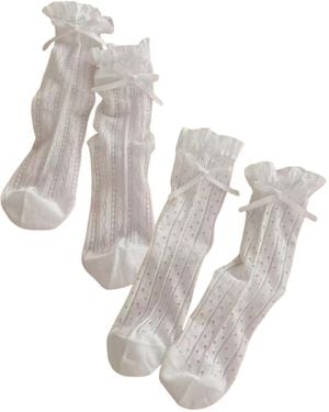 HIGH HEEL JUNGLE by KATHRYN EISMAN The Coquette Sheer Ribbon Socks - Metallic