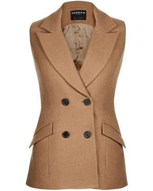 Seren London Neutrals Double-Breasted Vest - Brown