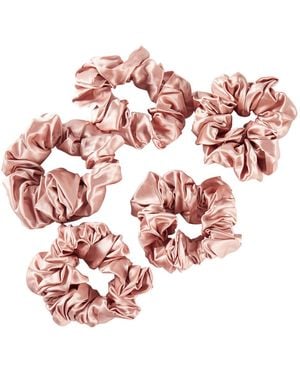 Soft Strokes Silk Pure Mulberry Silk French Scrunchie Set Of Five - Pink