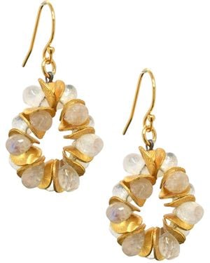 Lori Kaplan Design Moonstone Halo Earrings - Metallic