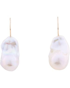 Oana Savu Freshwater Baroque Pearls Hooks Ear Wires Elegant Bridal Bridesmaids Earrings - White