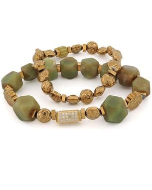 Ebru Jewelry Spiritual Garden Natural Jade & Bracelet Set - Metallic