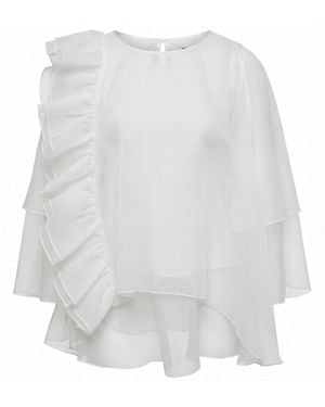Cy Boutique Statement Ruffle Organza Blouse - White