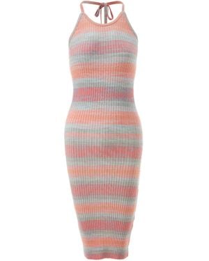 Fully Fashioning Andrea Space Dye Yarn Knit Halter Midi Dress - Multicolour