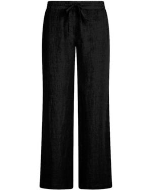 Haris Cotton Solid Wide Leg Linen Pants - Black