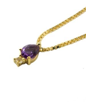 NASI SILVER Pear Atarah Necklace- Amethyst & Topaz - Yellow