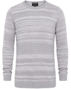 Seren London Stripe Crewneck Wool Jumper - Grey