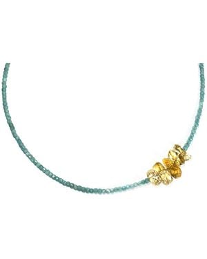 Rachel Nathan Mini Beaded: Amazonite & Citrine Nuggets Necklace - Metallic