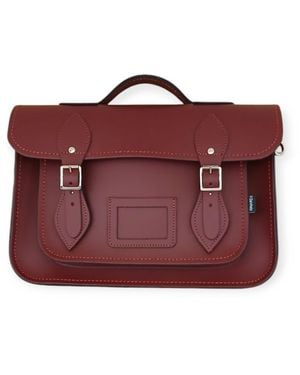 Zatchels Oxblood Handmade Leather Satchel 13 Inch - Red