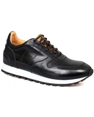 DAVID WEJ Leather Smart Trainers – - Black